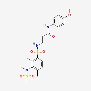 molecular formula C20H27N3O6S2 B2366491 3-(2,4-二甲基-3-(N-甲基甲磺酰胺基)苯磺酰胺基)-N-(4-甲氧基苯基)丙酰胺 CAS No. 881936-87-4