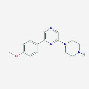 molecular formula C15H18N4O B2366495 2-(4-甲氧基苯基)-6-哌嗪-1-基吡嗪 CAS No. 2415469-61-1