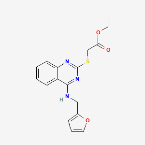 molecular formula C17H17N3O3S B2366496 乙酸({4-[(2-呋喃甲基)氨基]喹唑啉-2-基}硫代)乙酯 CAS No. 688354-93-0