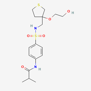 molecular formula C17H26N2O5S2 B2366523 N-(4-(N-((3-(2-hydroxyethoxy)tétrahydrothiophène-3-yl)méthyl)sulfamoyl)phényl)isobutyramide CAS No. 2309346-60-7