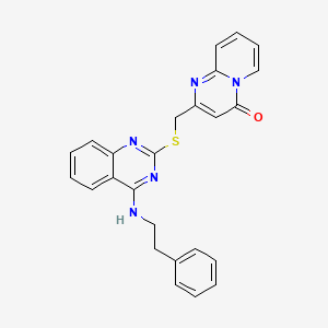 molecular formula C25H21N5OS B2366544 2-(((4-(フェネチルアミノ)キナゾリン-2-イル)チオ)メチル)-4H-ピリド[1,2-a]ピリミジン-4-オン CAS No. 913505-73-4