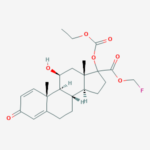 molecular formula C24H31FO7 B236655 Fluoromethyl 17-ethoxycarbonyloxy-11-hydroxyandrosta-1,4-dien-3-one-17-carboxylate CAS No. 136440-73-8