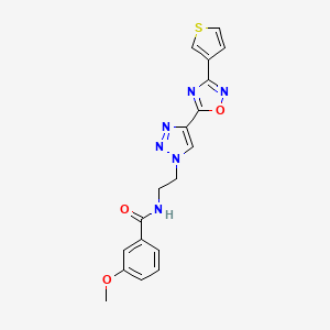 molecular formula C18H16N6O3S B2366551 3-甲氧基-N-(2-(4-(3-(噻吩-3-基)-1,2,4-恶二唑-5-基)-1H-1,2,3-三唑-1-基)乙基)苯甲酰胺 CAS No. 2034570-38-0