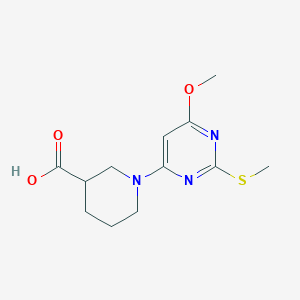 molecular formula C12H17N3O3S B2366555 1-(6-Methoxy-2-(methylthio)pyrimidin-4-yl)piperidine-3-carboxylic acid CAS No. 1353978-49-0