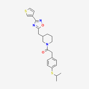 molecular formula C23H27N3O2S2 B2366558 2-(4-(异丙硫基)苯基)-1-(3-((3-(噻吩-3-基)-1,2,4-恶二唑-5-基)甲基)哌啶-1-基)乙酮 CAS No. 1795484-13-7