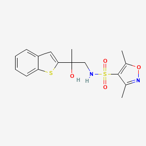 molecular formula C16H18N2O4S2 B2366560 N-[2-(1-benzothiophen-2-yl)-2-hydroxypropyl]-3,5-dimethyl-1,2-oxazole-4-sulfonamide CAS No. 2034548-72-4