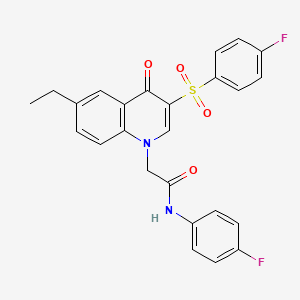 molecular formula C25H20F2N2O4S B2366563 2-[6-ethyl-3-(4-fluorophenyl)sulfonyl-4-oxoquinolin-1-yl]-N-(4-fluorophenyl)acetamide CAS No. 866729-05-7