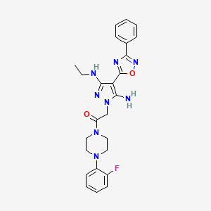 2-(5-amino-3-(ethylamino)-4-(3-phenyl-1,2,4-oxadiazol-5-yl)-1H-pyrazol-1-yl)-1-(4-(2-fluorophenyl)piperazin-1-yl)ethanone