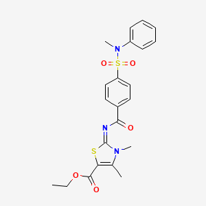 molecular formula C22H23N3O5S2 B2366573 (Z)-ethyl 3,4-dimethyl-2-((4-(N-methyl-N-phenylsulfamoyl)benzoyl)imino)-2,3-dihydrothiazole-5-carboxylate CAS No. 394228-10-5