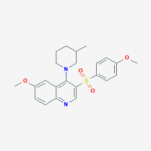 molecular formula C23H26N2O4S B2366575 6-Methoxy-3-((4-methoxyphenyl)sulfonyl)-4-(3-methylpiperidin-1-yl)quinoline CAS No. 866895-25-2