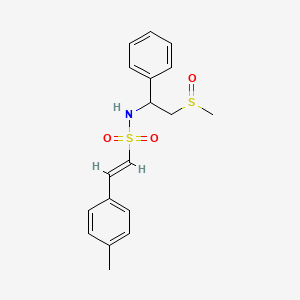 molecular formula C18H21NO3S2 B2366577 (E)-2-(4-Methylphenyl)-N-(2-methylsulfinyl-1-phenylethyl)ethenesulfonamide CAS No. 1376448-82-6