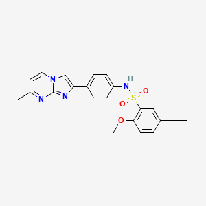 molecular formula C24H26N4O3S B2366625 5-叔丁基-2-甲氧基-N-[4-(7-甲基咪唑并[1,2-a]嘧啶-2-基)苯基]苯磺酰胺 CAS No. 923678-45-9