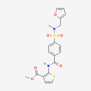 molecular formula C19H18N2O6S2 B2366636 methyl 2-(4-(N-(furan-2-ylmethyl)-N-methylsulfamoyl)benzamido)thiophene-3-carboxylate CAS No. 922991-34-2