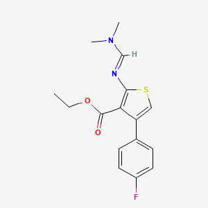 molecular formula C16H17FN2O2S B2366640 (E)-ethyl 2-(((dimethylamino)methylene)amino)-4-(4-fluorophenyl)thiophene-3-carboxylate CAS No. 307324-63-6