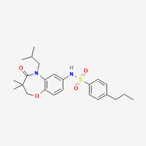 molecular formula C24H32N2O4S B2366645 N-(5-异丁基-3,3-二甲基-4-氧代-2,3,4,5-四氢苯并[b][1,4]恶二嗪-7-基)-4-丙基苯磺酰胺 CAS No. 922132-72-7