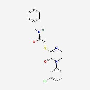 molecular formula C19H16ClN3O2S B2366648 N-benzyl-2-{[4-(3-chlorophenyl)-3-oxo-3,4-dihydropyrazin-2-yl]thio}acetamide CAS No. 895104-99-1