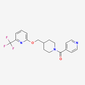 molecular formula C18H18F3N3O2 B2366651 Pyridin-4-yl-[4-[[6-(trifluoromethyl)pyridin-2-yl]oxymethyl]piperidin-1-yl]methanone CAS No. 2379972-37-7