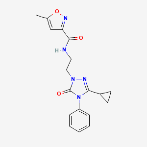 molecular formula C18H19N5O3 B2366655 N-(2-(3-环丙基-5-氧代-4-苯基-4,5-二氢-1H-1,2,4-三唑-1-基)乙基)-5-甲基异恶唑-3-甲酰胺 CAS No. 1396853-73-8