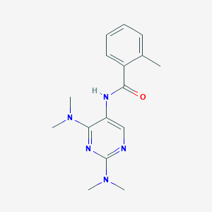 molecular formula C16H21N5O B2366659 N-(2,4-bis(dimethylamino)pyrimidin-5-yl)-2-methylbenzamide CAS No. 1448079-46-6