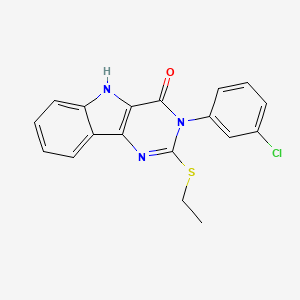 molecular formula C18H14ClN3OS B2366663 3-(3-chlorophenyl)-2-ethylsulfanyl-5H-pyrimido[5,4-b]indol-4-one CAS No. 536713-54-9
