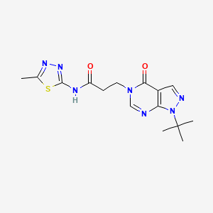 molecular formula C15H19N7O2S B2366672 3-(1-(叔丁基)-4-氧代-1H-吡唑并[3,4-d]嘧啶-5(4H)-基)-N-(5-甲基-1,3,4-噻二唑-2-基)丙酰胺 CAS No. 946312-21-6