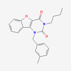 molecular formula C22H22N2O3 B2366694 3-butyl-1-(3-methylbenzyl)benzofuro[3,2-d]pyrimidine-2,4(1H,3H)-dione CAS No. 892427-29-1