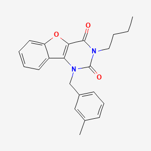 molecular formula C22H22N2O3 B2366694 3-butil-1-(3-metilbencil)benzofuro[3,2-d]pirimidin-2,4(1H,3H)-diona CAS No. 892427-29-1