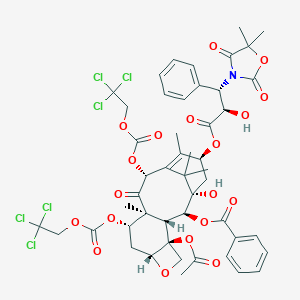 molecular formula C49H51Cl6NO19 B023667 [(1S,2S,3R,4S,7R,9S,10S,12R,15S)-4-乙酰氧基-15-[(2R,3S)-3-(5,5-二甲基-2,4-二氧代-1,3-恶唑烷-3-基)-2-羟基-3-苯基丙酰基]氧基-1-羟基-10,14,17,17-四甲基-11-氧代-9,12-双(2,2,2-三氯乙氧基羰基氧基)-6-氧代四环[11.3.1.03,10.04,7]十七烷-13-烯-2-基]苯甲酸酯 CAS No. 160651-94-5