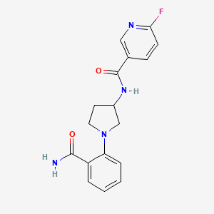molecular formula C17H17FN4O2 B2366707 N-[1-(2-carbamoylphenyl)pyrrolidin-3-yl]-6-fluoropyridine-3-carboxamide CAS No. 1797132-32-1