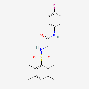 molecular formula C18H21FN2O3S B2366709 N-(4-氟苯基)-2-[(2,3,5,6-四甲基苯基)磺酰胺基]乙酰胺 CAS No. 690246-07-2