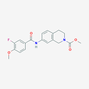 molecular formula C19H19FN2O4 B2366715 methyl 7-(3-fluoro-4-methoxybenzamido)-3,4-dihydroisoquinoline-2(1H)-carboxylate CAS No. 1797967-90-8