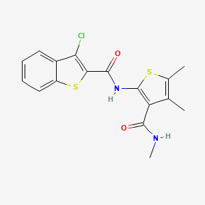 molecular formula C17H15ClN2O2S2 B2366723 3-chloro-N-(4,5-dimethyl-3-(methylcarbamoyl)thiophen-2-yl)benzo[b]thiophene-2-carboxamide CAS No. 896302-27-5