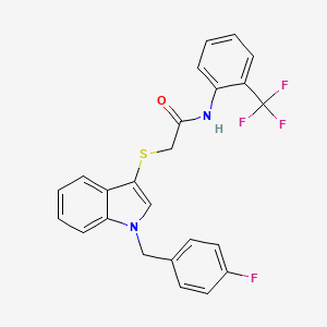 2-[1-[(4-fluorophenyl)methyl]indol-3-yl]sulfanyl-N-[2-(trifluoromethyl)phenyl]acetamide
