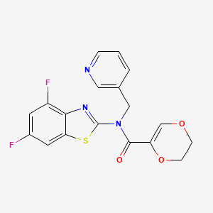 molecular formula C18H13F2N3O3S B2366734 N-(4,6-difluorobenzo[d]thiazol-2-yl)-N-(pyridin-3-ylmethyl)-5,6-dihydro-1,4-dioxine-2-carboxamide CAS No. 895437-85-1