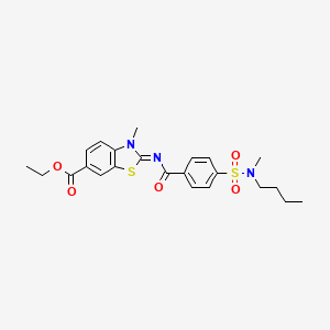 molecular formula C23H27N3O5S2 B2366757 (Z)-乙基 2-((4-(N-丁基-N-甲基磺酰氨基)苯甲酰)亚氨基)-3-甲基-2,3-二氢苯并[d]噻唑-6-羧酸酯 CAS No. 850909-46-5