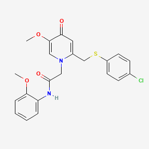 2-(2-(((4-chlorophenyl)thio)methyl)-5-methoxy-4-oxopyridin-1(4H)-yl)-N-(2-methoxyphenyl)acetamide