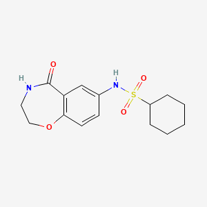 molecular formula C15H20N2O4S B2366774 N-(5-oxo-2,3,4,5-tetrahydrobenzo[f][1,4]oxazepin-7-yl)cyclohexanesulfonamide CAS No. 922009-48-1
