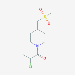 molecular formula C10H18ClNO3S B2366777 2-Chloro-1-[4-(methylsulfonylmethyl)piperidin-1-yl]propan-1-one CAS No. 1877736-25-8