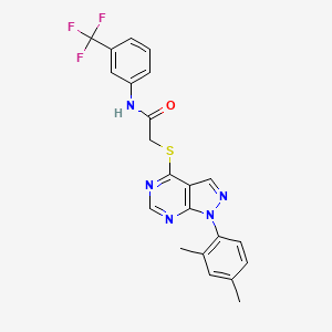 molecular formula C22H18F3N5OS B2366780 2-((1-(2,4-dimethylphenyl)-1H-pyrazolo[3,4-d]pyrimidin-4-yl)thio)-N-(3-(trifluoromethyl)phenyl)acetamide CAS No. 893926-96-0