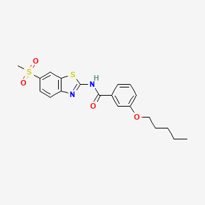 molecular formula C20H22N2O4S2 B2366785 N-(6-(methylsulfonyl)benzo[d]thiazol-2-yl)-3-(pentyloxy)benzamide CAS No. 477553-84-7