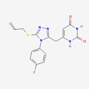 molecular formula C16H14FN5O2S B2366786 6-((5-(allylthio)-4-(4-fluorophenyl)-4H-1,2,4-triazol-3-yl)methyl)pyrimidine-2,4(1H,3H)-dione CAS No. 852153-92-5