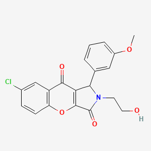 molecular formula C20H16ClNO5 B2366796 7-Chloro-2-(2-hydroxyethyl)-1-(3-methoxyphenyl)-1,2-dihydrochromeno[2,3-c]pyrrole-3,9-dione CAS No. 874462-97-2