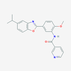 molecular formula C23H21N3O3 B236680 N-[5-(5-isopropyl-1,3-benzoxazol-2-yl)-2-methoxyphenyl]nicotinamide 
