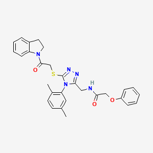 molecular formula C29H29N5O3S B2366800 N-((4-(2,5-dimethylphenyl)-5-((2-(indolin-1-yl)-2-oxoethyl)thio)-4H-1,2,4-triazol-3-yl)methyl)-2-phenoxyacetamide CAS No. 310449-52-6