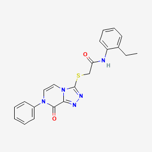 molecular formula C21H19N5O2S B2366807 N-(2-ethylphenyl)-2-[(8-oxo-7-phenyl-[1,2,4]triazolo[4,3-a]pyrazin-3-yl)sulfanyl]acetamide CAS No. 1243006-94-1
