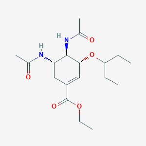 molecular formula C18H30N2O5 B2366812 Ethyl (3R,4R,5S)-4,5-diacetamido-3-pentan-3-yloxycyclohexene-1-carboxylate CAS No. 1191921-01-3