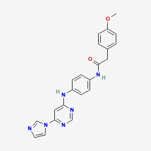 molecular formula C22H20N6O2 B2366814 N-(4-((6-(1H-imidazol-1-yl)pyrimidin-4-yl)amino)phenyl)-2-(4-methoxyphenyl)acetamide CAS No. 1203191-32-5