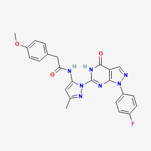 N-(1-(1-(4-fluorophenyl)-4-oxo-4,5-dihydro-1H-pyrazolo[3,4-d]pyrimidin-6-yl)-3-methyl-1H-pyrazol-5-yl)-2-(4-methoxyphenyl)acetamide