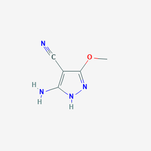 molecular formula C5H6N4O B2366836 5-amino-3-methoxy-1H-pyrazole-4-carbonitrile CAS No. 72760-87-3