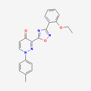 molecular formula C21H18N4O3 B2366837 3-(3-(2-ethoxyphenyl)-1,2,4-oxadiazol-5-yl)-1-(p-tolyl)pyridazin-4(1H)-one CAS No. 1112339-09-9